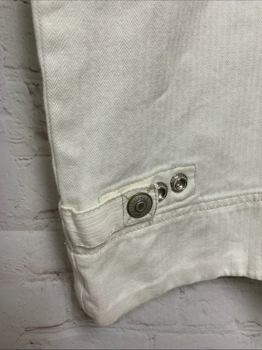 Free People White Cotton Sloane Wide Leg Belted Denim Pants Size L - Picture 5 of 8
